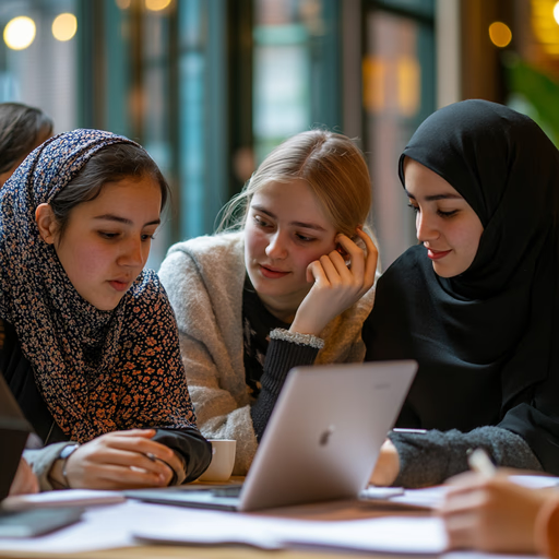 Enthousiaste studenten en leerlingen in moderne onderwijsomgeving